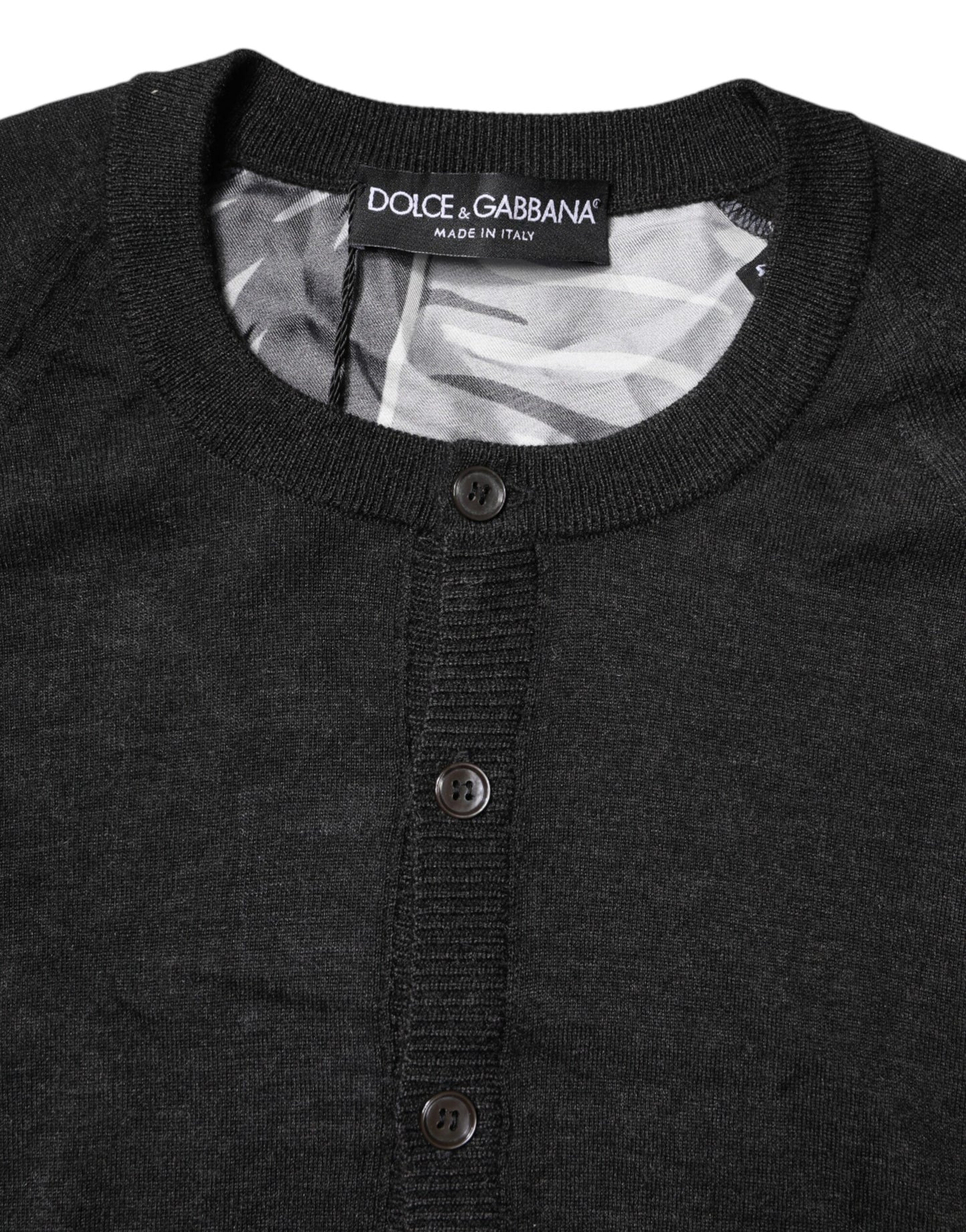 Dolce &amp; Gabbana Schwarz bedruckter Strickpullover für Herren