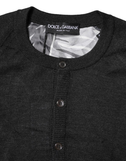Dolce &amp; Gabbana Schwarz bedruckter Strickpullover für Herren