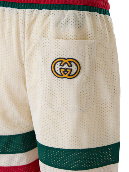 Cremefarbene Gucci-Shorts aus Polyester mit Logo