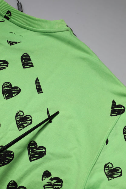 Dolce &amp; Gabbana Pullover mit Rundhalsausschnitt und grünem Herz-Print