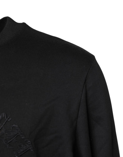 Dolce &amp; Gabbana – Schwarzer Pullover mit Rundhalsausschnitt und Stickerei