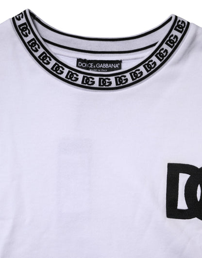 Dolce &amp; Gabbana – Weißer Pullover mit Rundhalsausschnitt und Logo aus Baumwolle