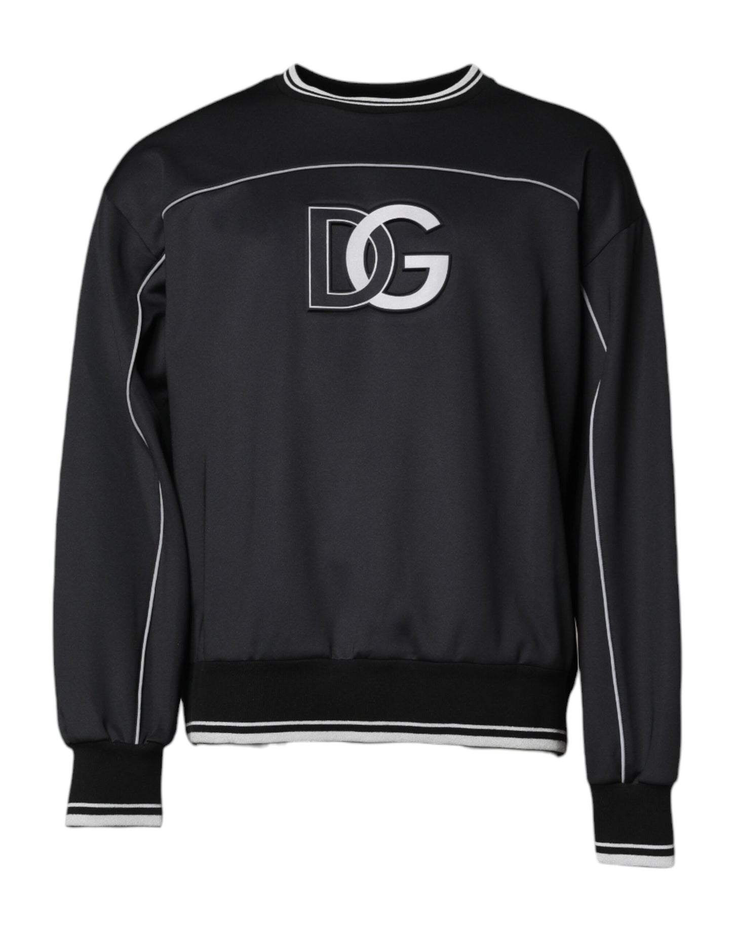 Dolce &amp; Gabbana Schwarzer Pullover mit Rundhalsausschnitt aus Polyester mit Logo für Herren