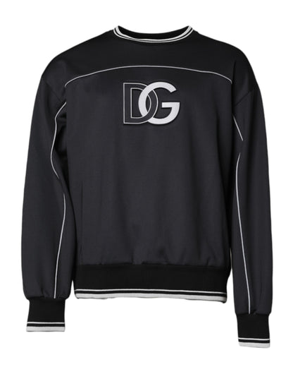 Dolce &amp; Gabbana Schwarzer Pullover mit Rundhalsausschnitt aus Polyester mit Logo für Herren