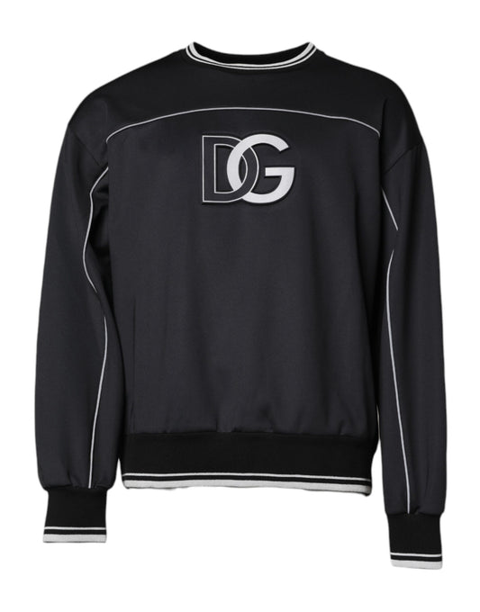 Dolce &amp; Gabbana Schwarzer Pullover mit Rundhalsausschnitt aus Polyester mit Logo für Herren