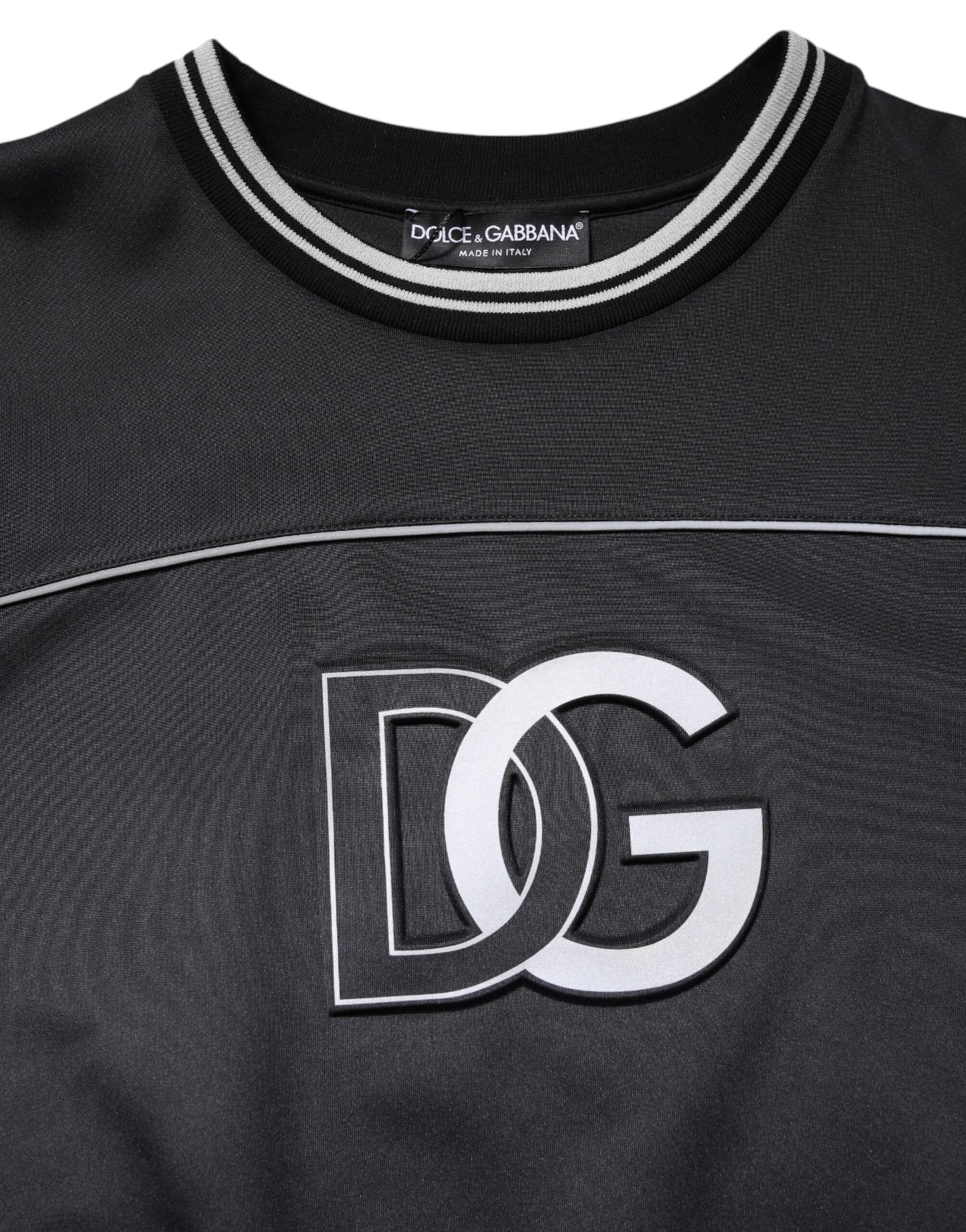 Dolce &amp; Gabbana Schwarzer Pullover mit Rundhalsausschnitt aus Polyester mit Logo für Herren