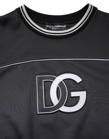 Dolce &amp; Gabbana Schwarzer Pullover mit Rundhalsausschnitt aus Polyester mit Logo für Herren