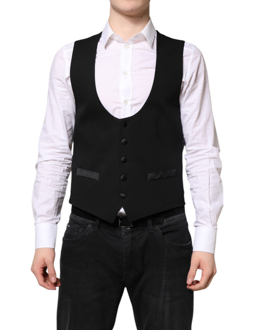 Dolce &amp; Gabbana Schwarze Wollweste, formelle Weste