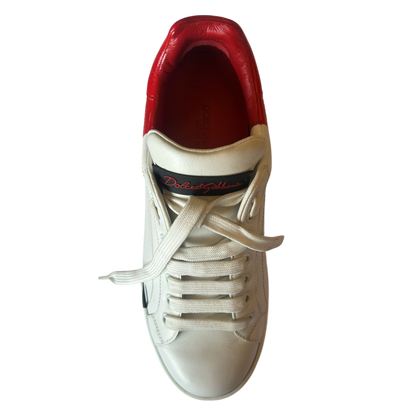 Dolce & Gabbana White Red Logo Portofino Sneakers Shoes