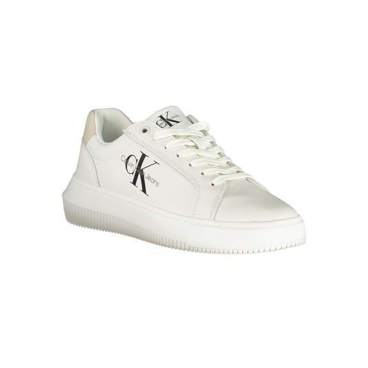 Calvin Klein – Schicke weiße Schnür-Sneaker mit Kontrastdetails