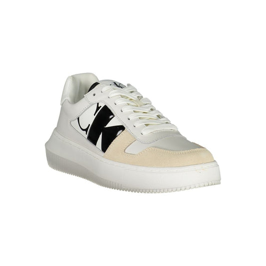 Calvin Klein – Elegante weiße Schnür-Sneaker mit Kontrastdetails