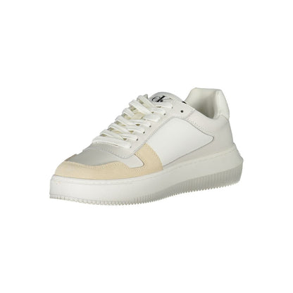 Calvin Klein – Elegante weiße Schnür-Sneaker mit Kontrastdetails