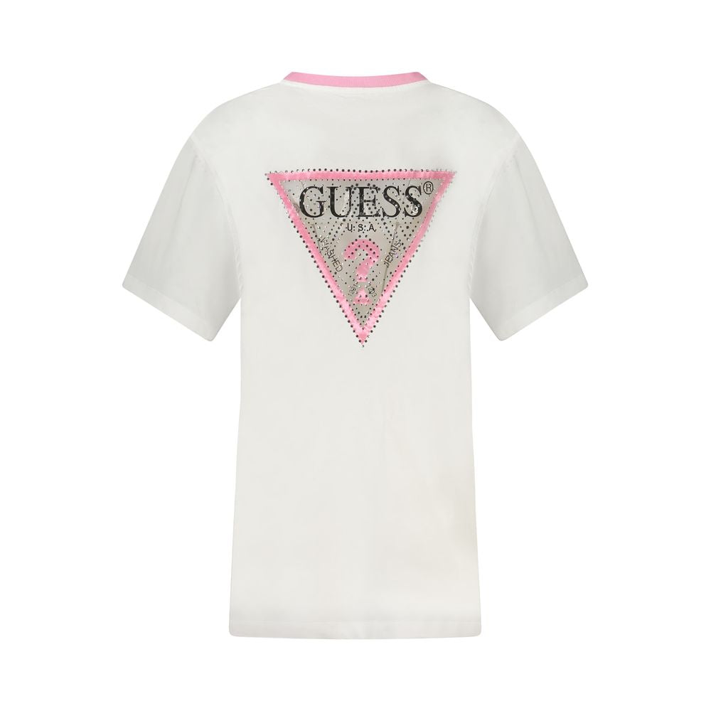 Guess Jeans Weißes Baumwoll-T-Shirt für Damen