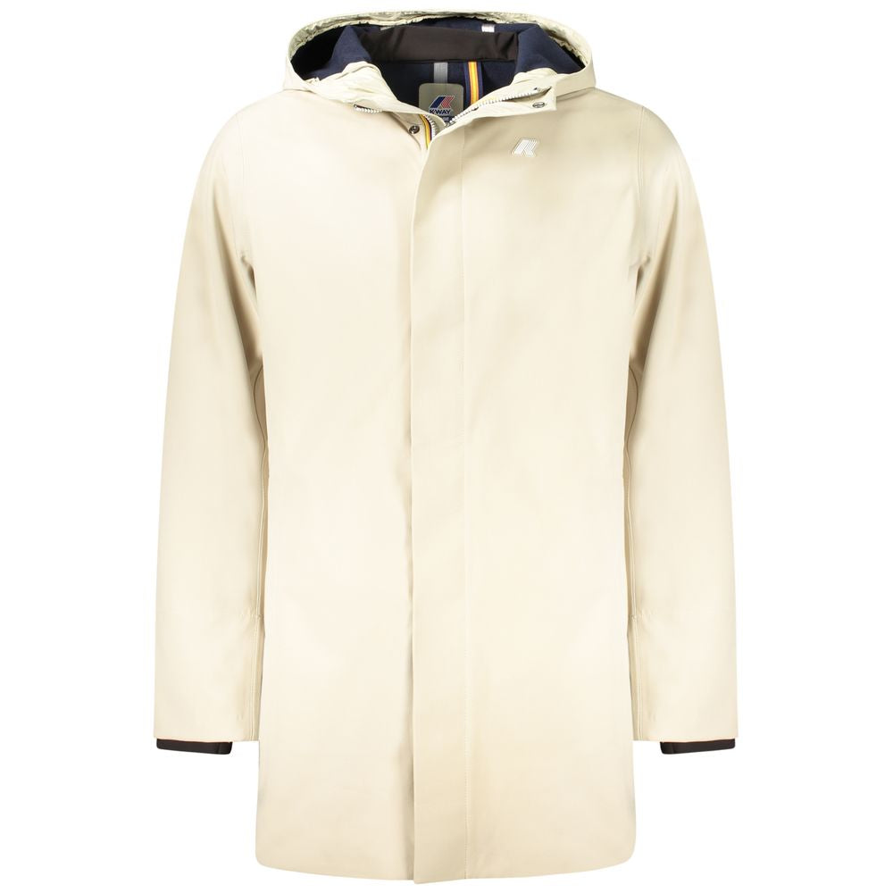 K-WAY Beige Polyester Men Trench Coat