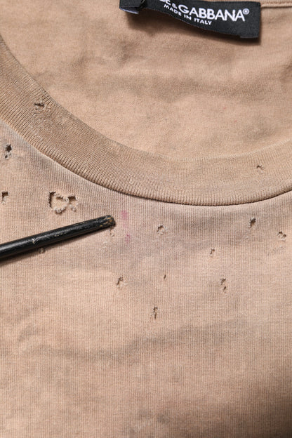 Dolce &amp; Gabbana – Kurzes T-Shirt mit Batik-Logoprint in Beige