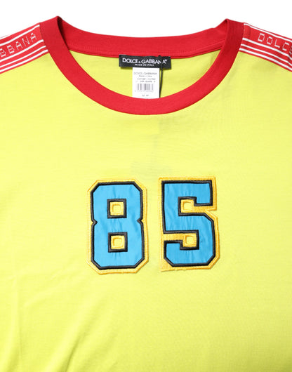 Dolce &amp; Gabbana – Grünes T-Shirt mit Rundhalsausschnitt und 85-Patch aus Baumwolle