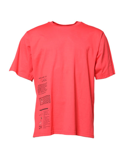 Dolce &amp; Gabbana – Rotes T-Shirt mit Rundhalsausschnitt und Schriftzug-Print aus Baumwolle