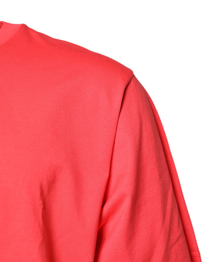 Dolce &amp; Gabbana – Rotes T-Shirt mit Rundhalsausschnitt und Schriftzug-Print aus Baumwolle