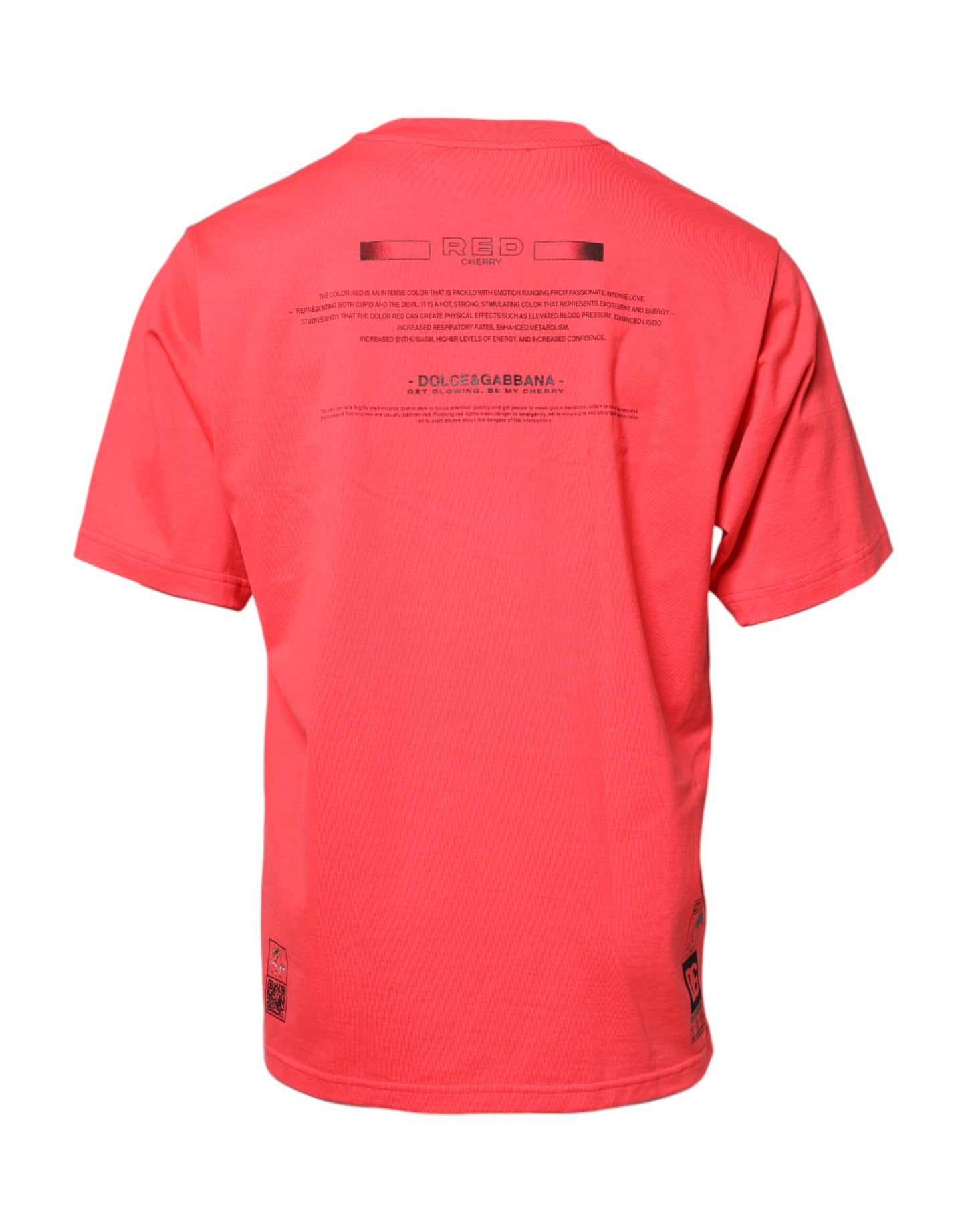 Dolce &amp; Gabbana – Rotes T-Shirt mit Rundhalsausschnitt und Schriftzug-Print aus Baumwolle