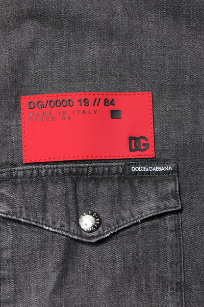 Dolce &amp; Gabbana – Graues Jeanshemd mit langen Ärmeln und Knopfleiste