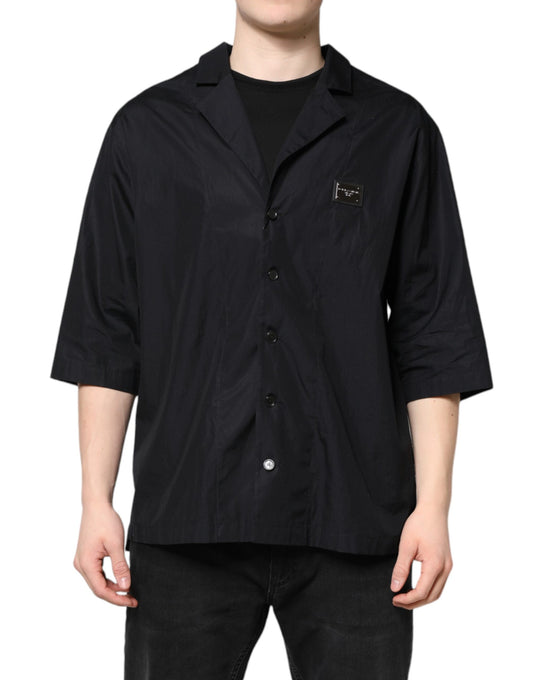 Dolce & Gabbana Black Short Sleeves Button Down Casual Shirt