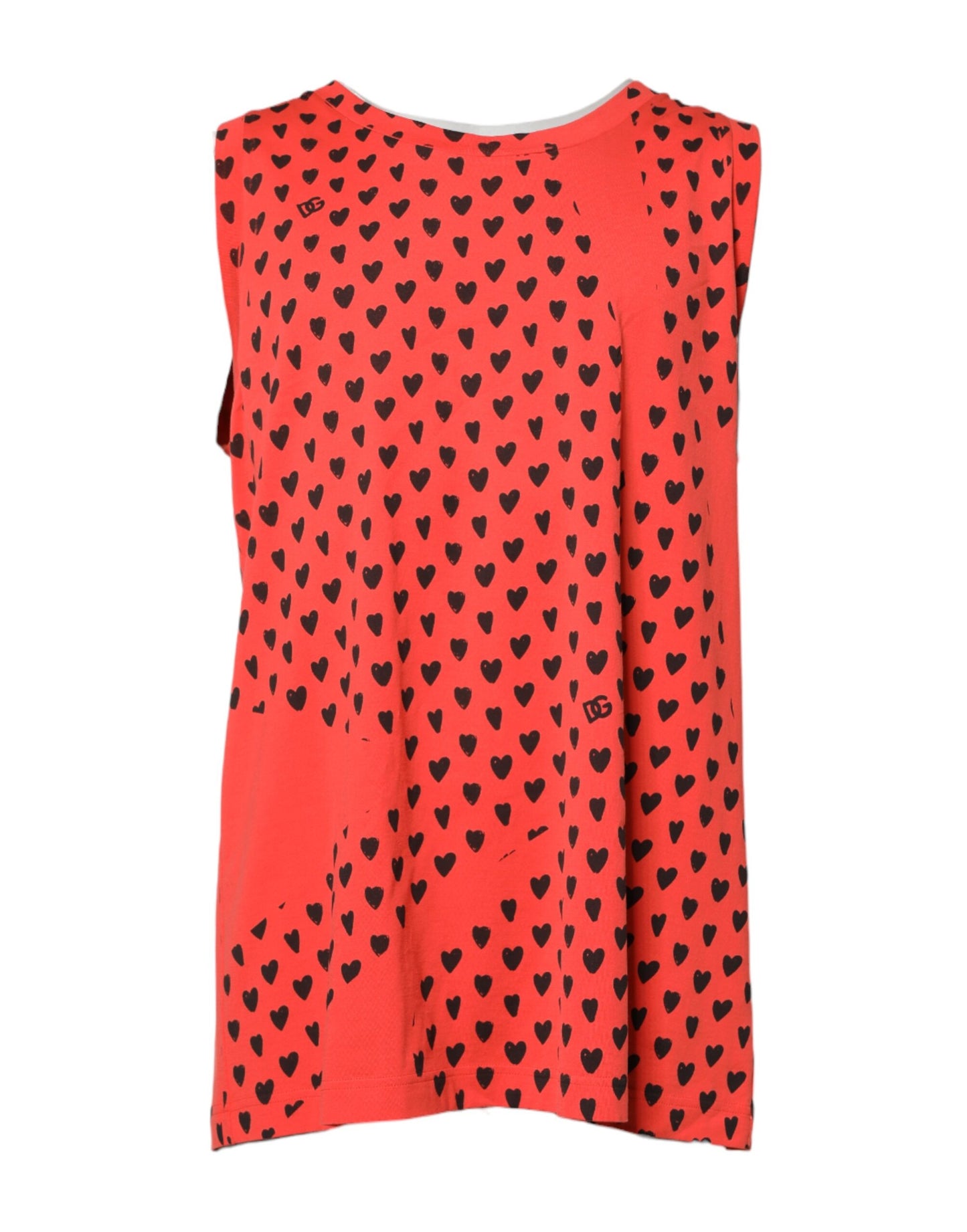 Dolce &amp; Gabbana Rotes ärmelloses T-Shirt aus Baumwolle mit DG-Herzlogo