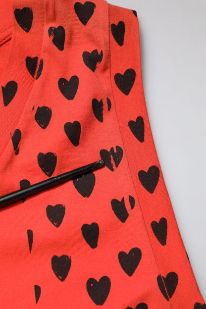 Dolce &amp; Gabbana Rotes ärmelloses T-Shirt aus Baumwolle mit DG-Herzlogo