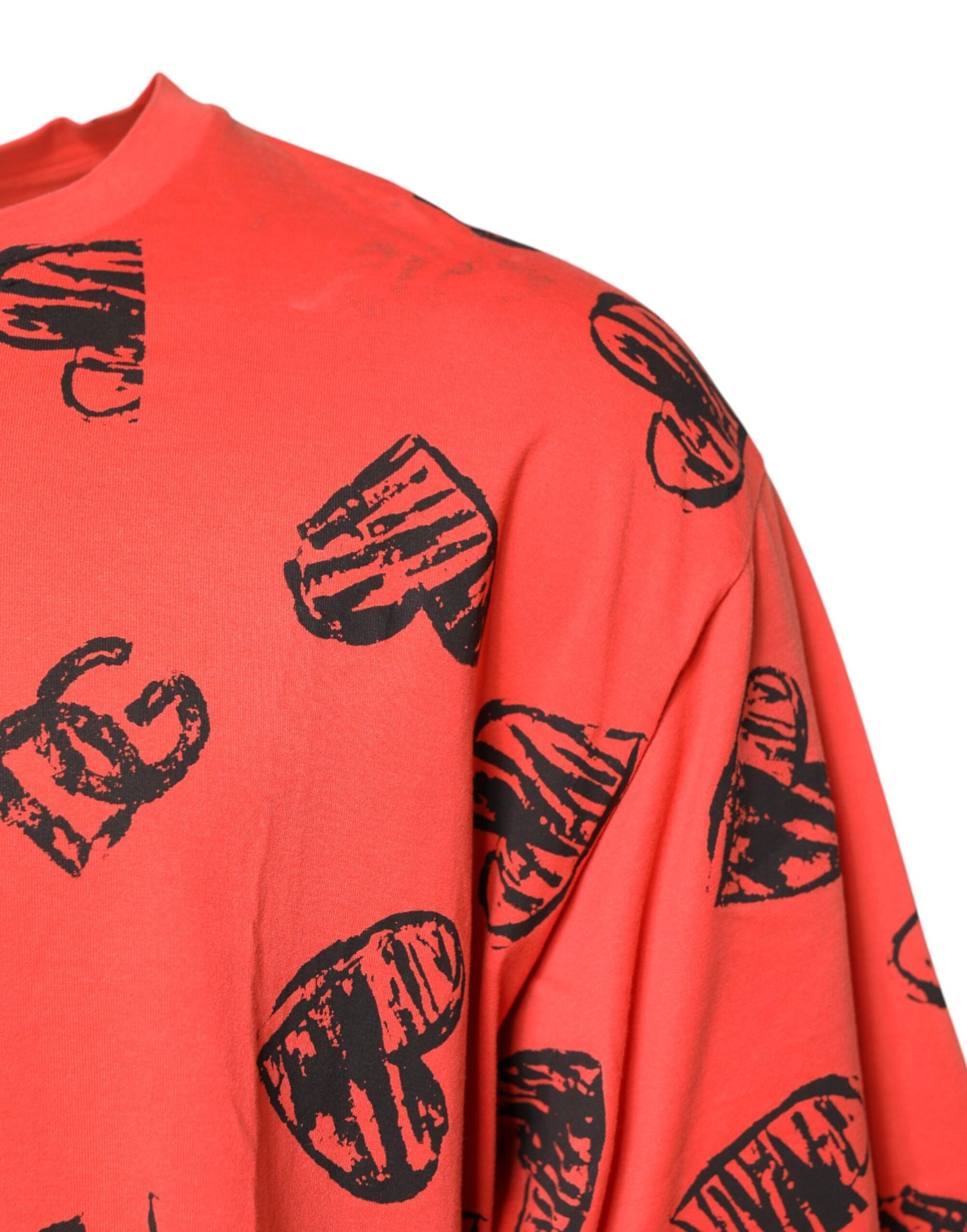 Dolce &amp; Gabbana – Rotes, kurzärmliges T-Shirt aus Baumwolle mit DG-Herzlogo