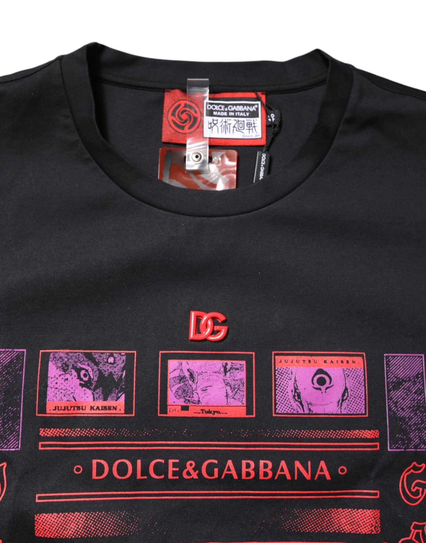 Dolce &amp; Gabbana – Schwarzes Baumwoll-T-Shirt mit Rundhalsausschnitt und grafischem Print