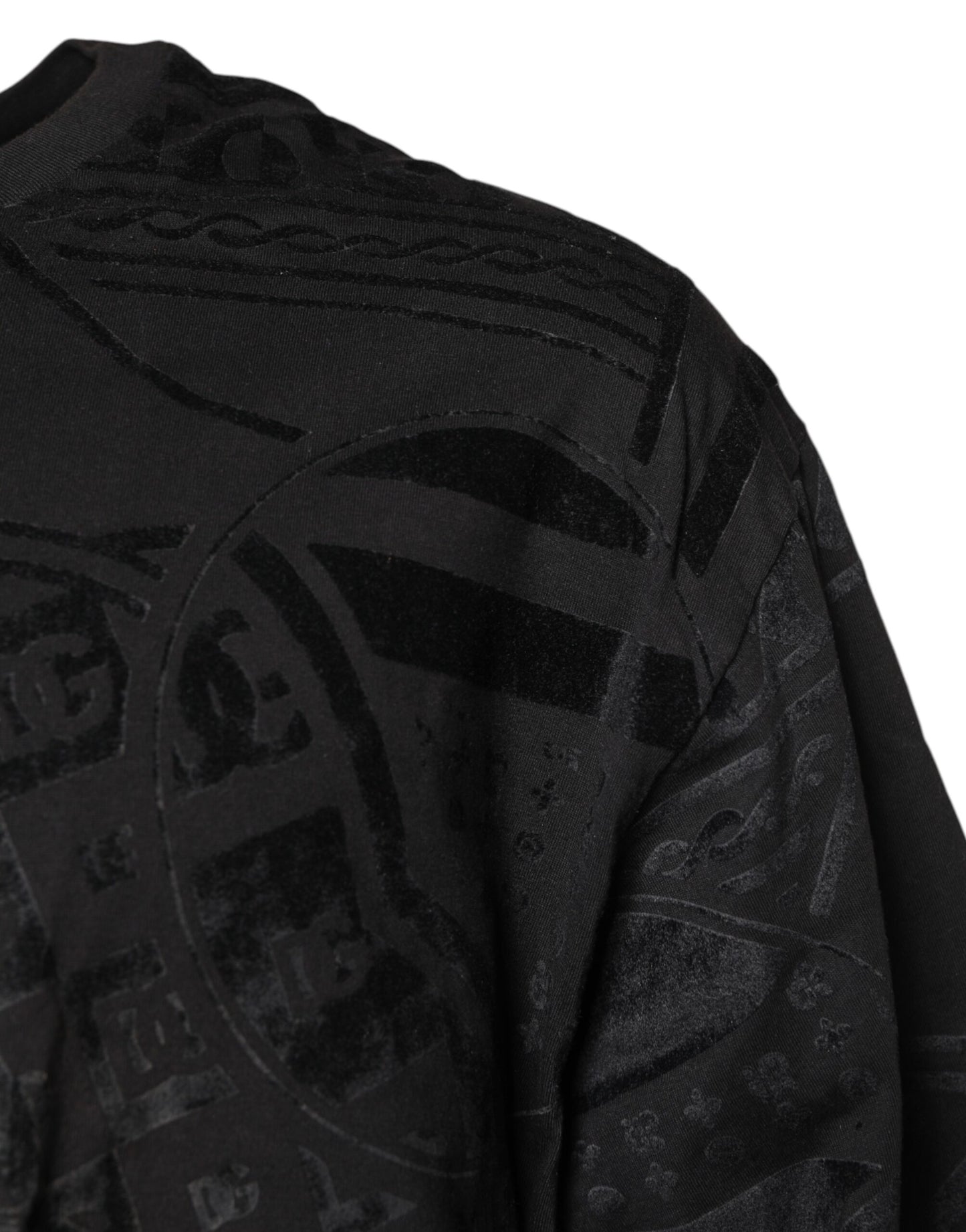 Dolce &amp; Gabbana – Schwarzes T-Shirt mit Rundhalsausschnitt und Bandana-Logo aus Baumwolle