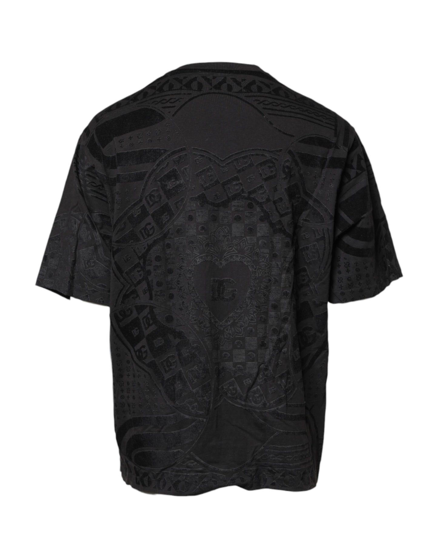 Dolce &amp; Gabbana – Schwarzes T-Shirt mit Rundhalsausschnitt und Bandana-Logo aus Baumwolle