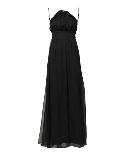Marciano by Guess – Langes, ärmelloses Kleid aus schwarzem Tüll mit Perlen