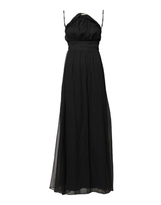 Marciano by Guess – Langes, ärmelloses Kleid aus schwarzem Tüll mit Perlen