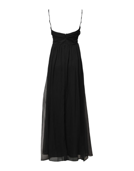 Marciano by Guess – Langes, ärmelloses Kleid aus schwarzem Tüll mit Perlen