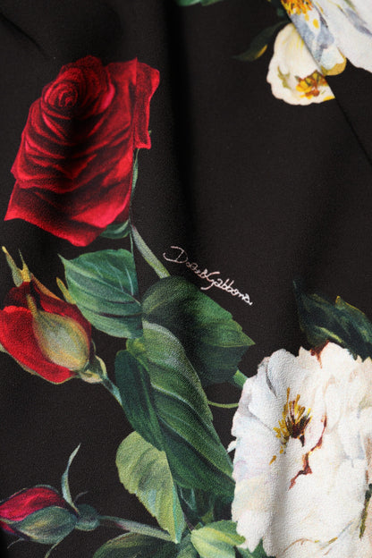 Dolce &amp; Gabbana – Schwarzes, ärmelloses Etuikleid mit Blumenmuster