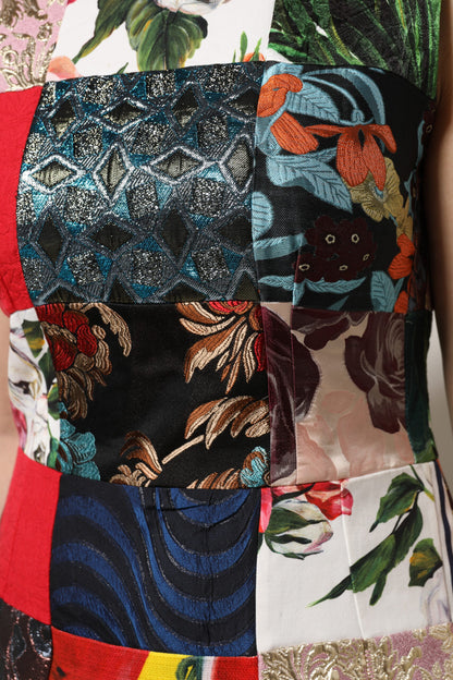 Dolce &amp; Gabbana – Ärmelloses Etuikleid mit mehrfarbigem Patchwork