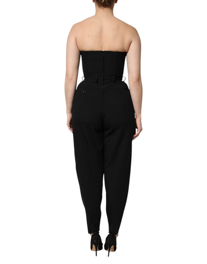 Dolce &amp; Gabbana – Trägerloses Jumpsuit-Kleid aus schwarzer Wolle