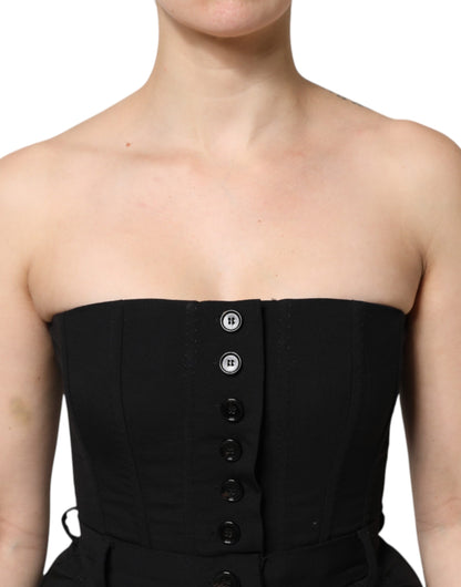 Dolce &amp; Gabbana – Trägerloses Jumpsuit-Kleid aus schwarzer Wolle