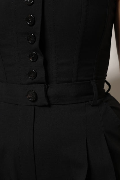 Dolce &amp; Gabbana – Trägerloses Jumpsuit-Kleid aus schwarzer Wolle