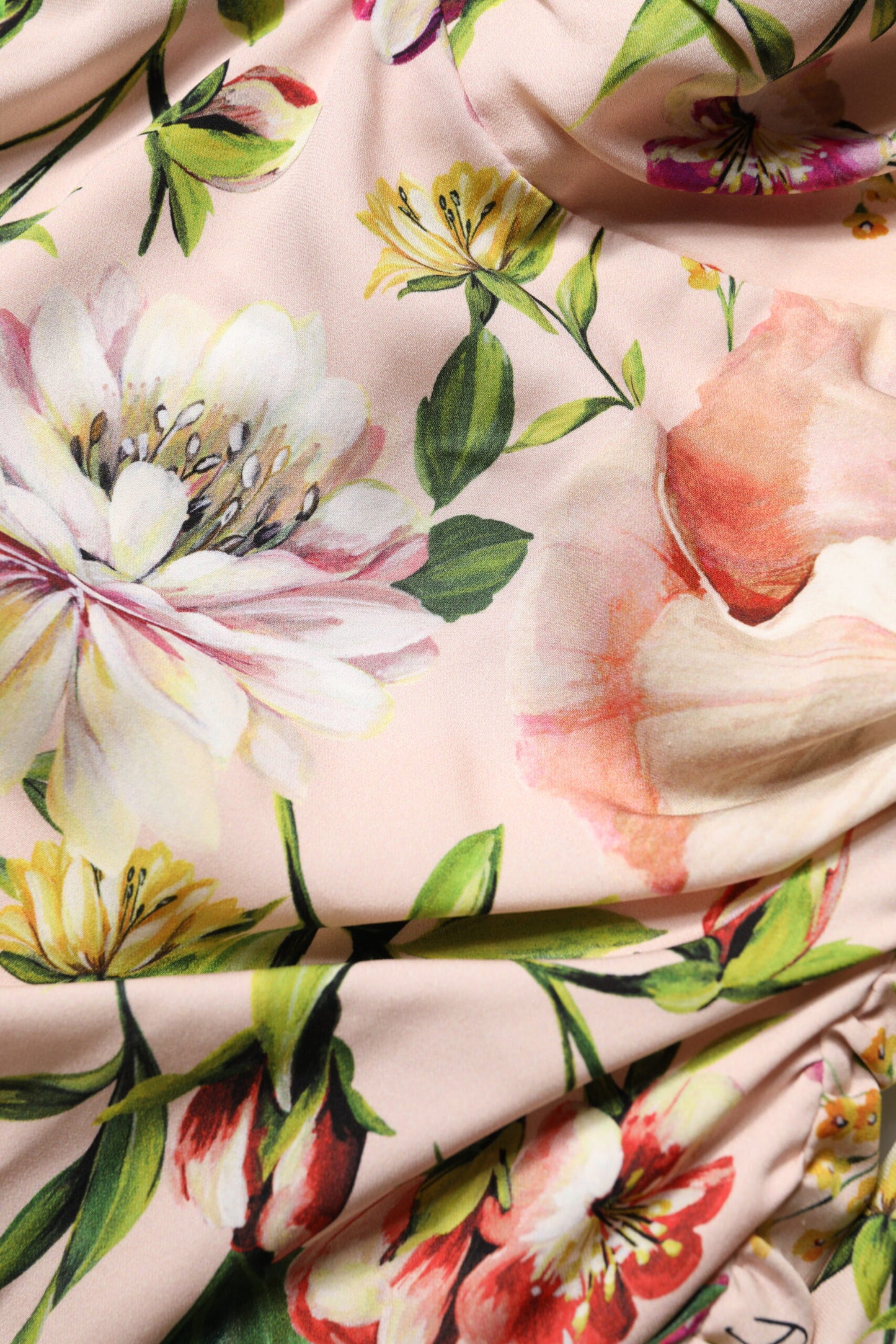 Dolce &amp; Gabbana – Figurbetontes Midikleid aus Seide mit Blumenmuster in Rosa