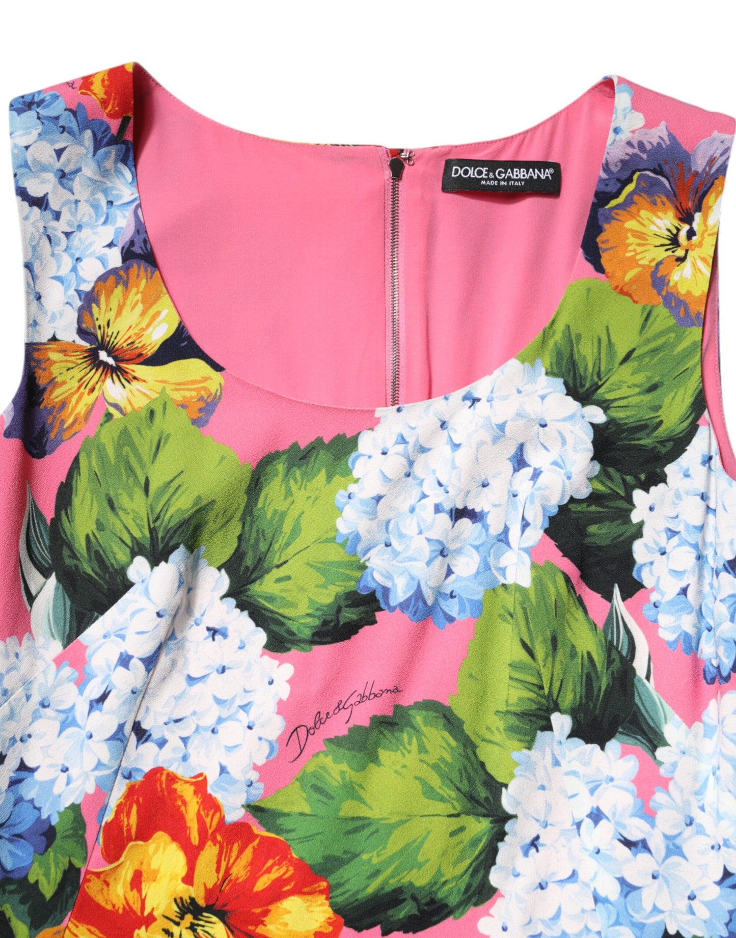 Dolce &amp; Gabbana – Ärmelloses Etuikleid mit mehrfarbigem Blumenmuster