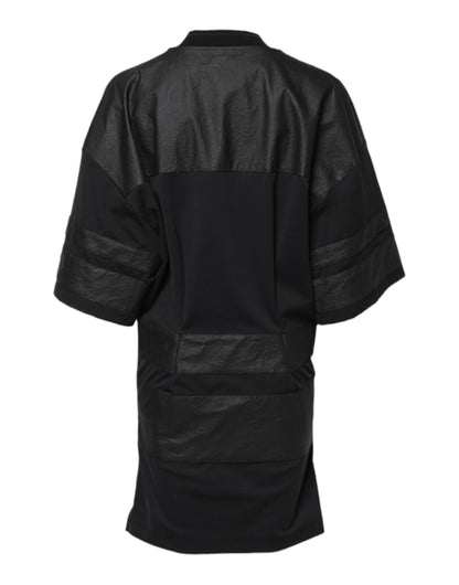 Dolce &amp; Gabbana – Schwarzes T-Shirt aus Baumwolle mit kurzen Ärmeln und V-Ausschnitt