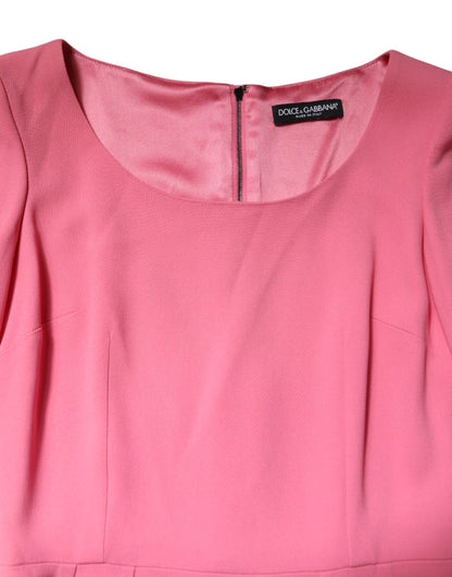 Dolce &amp; Gabbana – Kurzärmliges Etui-Midikleid aus Viskose in Rosa