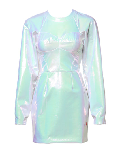 Dolce &amp; Gabbana – Weißes, figurbetontes Minikleid mit langen Ärmeln