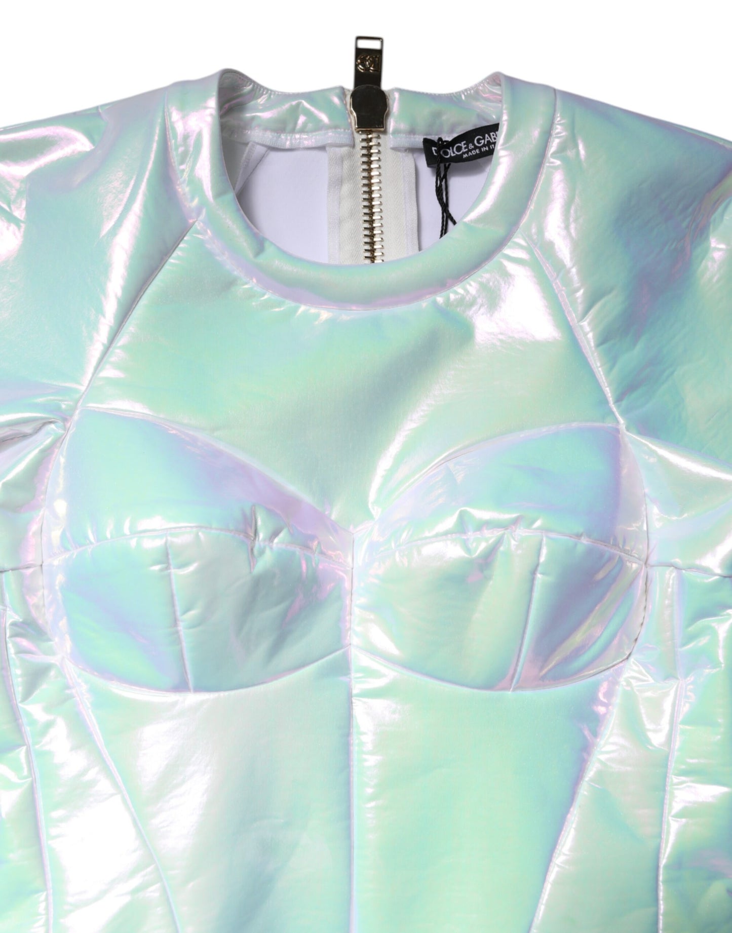 Dolce &amp; Gabbana – Weißes, figurbetontes Minikleid mit langen Ärmeln