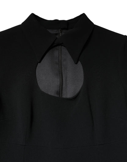 Dolce &amp; Gabbana – Schwarzes, langärmliges, figurbetontes Midikleid