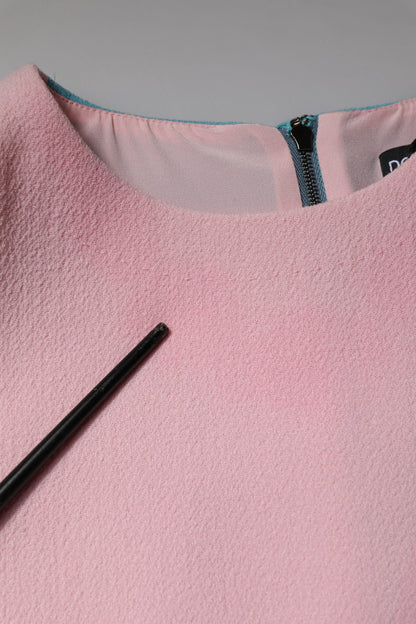 Dolce &amp; Gabbana – Ärmelloses Mini-Etuikleid aus Wolle in Rosa und Blau