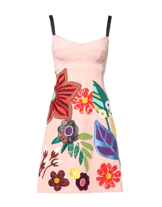 Dolce &amp; Gabbana, Minikleid mit Spaghettiträgern und Blumenmuster in Rosa