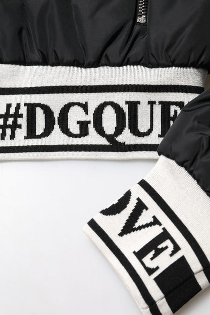 Dolce &amp; Gabbana – Bomberjacke „#DGFamily“ aus schwarzem Nylon mit durchgehendem Reißverschluss