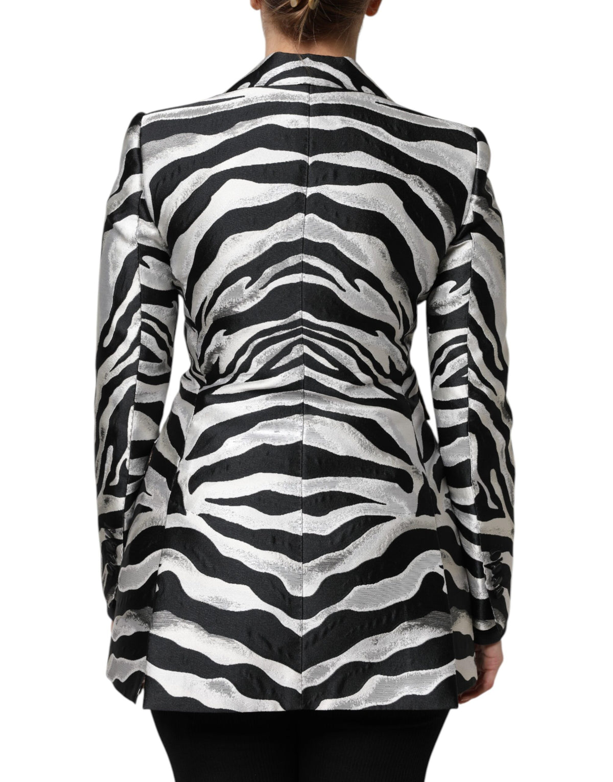 Dolce & Gabbana Schwarze Damen-Blazerjacke aus Polyester und Silber
